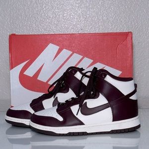 Women’s Nike Dunk High in Burgundy Crush 8